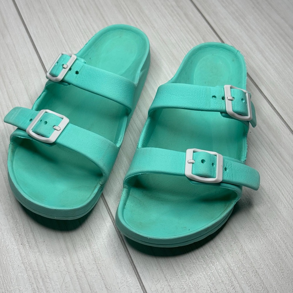 Women's Slides Sandals Adjustable Buckle Open Toe Mint‎ Green Size 7/8 Wide
